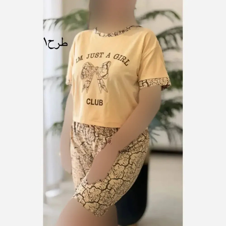 ست تیشرت و شلوارک پنبه اعلا طرح اسفناج سایز فری 36 تا 46