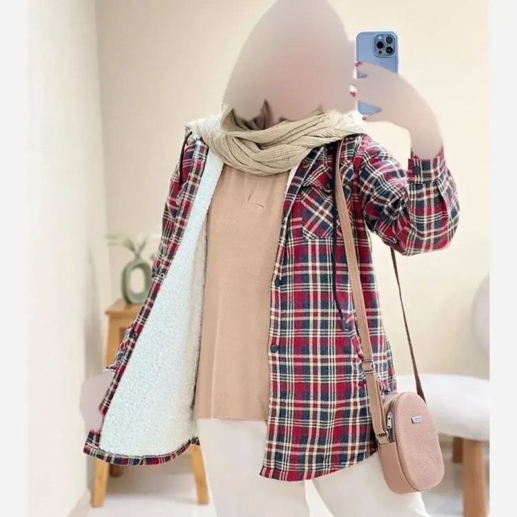 پالتو چهارخونه پشمی کلاهدار داخل ببعی مدل گلاویژ زنانه و مردانه