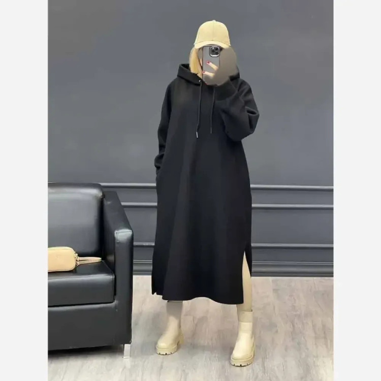 هودی زنانه مدل لندو دورس تو کرکی ضخیم رنگ مشکی