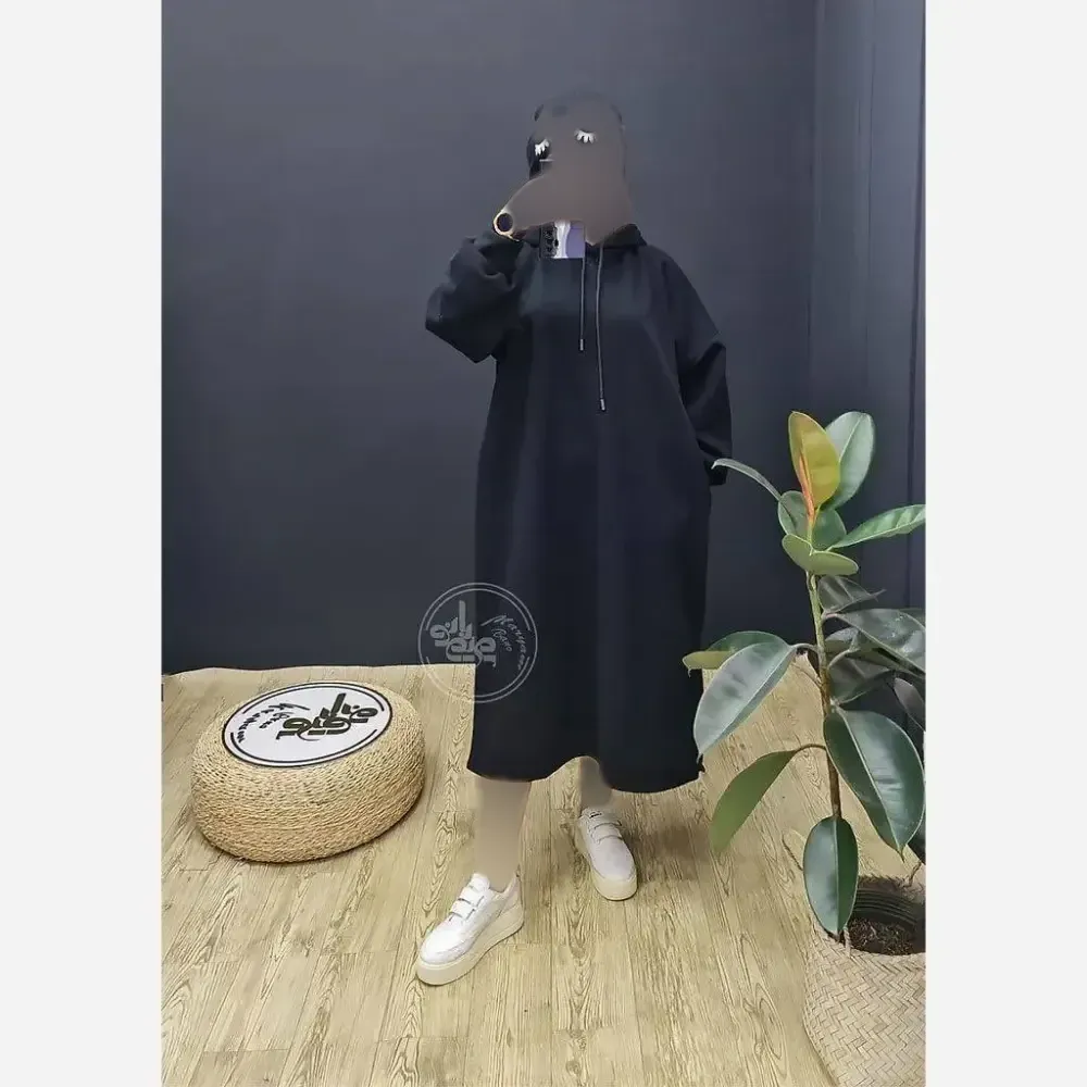 هودی زنانه مدل لندو دورس تو کرکی ضخیم رنگ مشکی