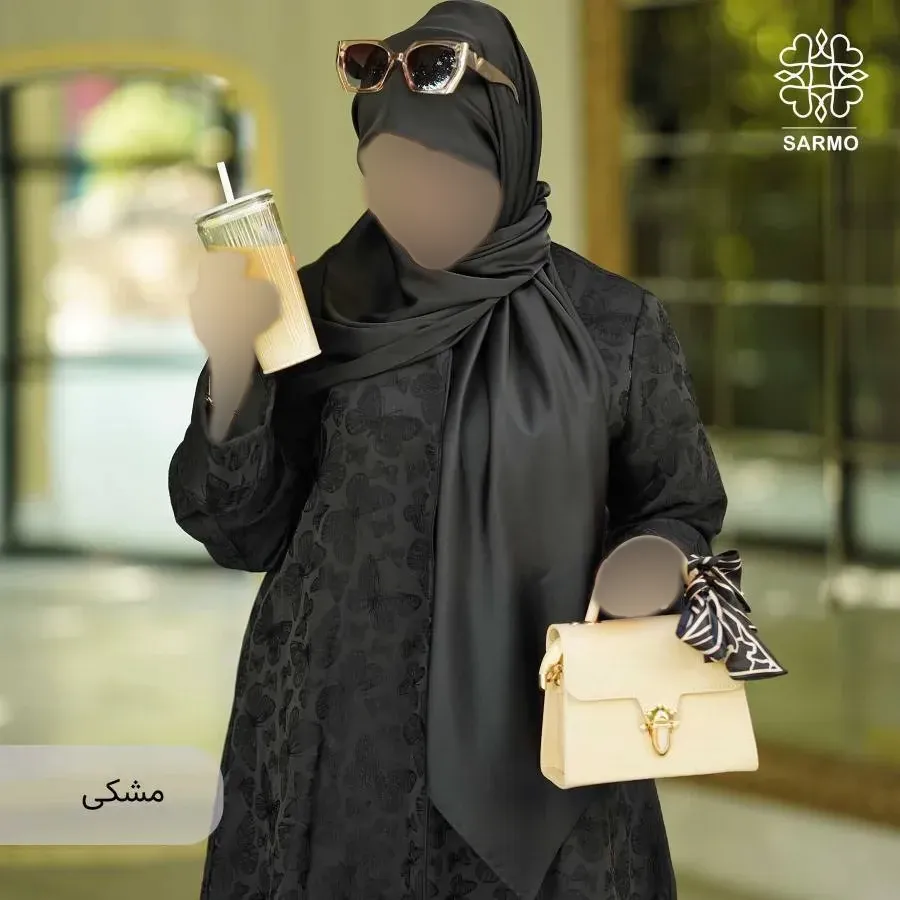 روسری ساتن ترک ضخیم زنانه مشکی فری سایز ابعاد 100*100