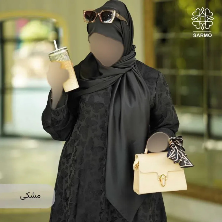روسری ساتن ترک ضخیم زنانه مشکی فری سایز ابعاد 100*100