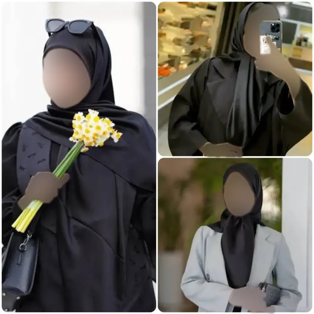 روسری ساتن ترک ضخیم زنانه مشکی فری سایز ابعاد 100*100