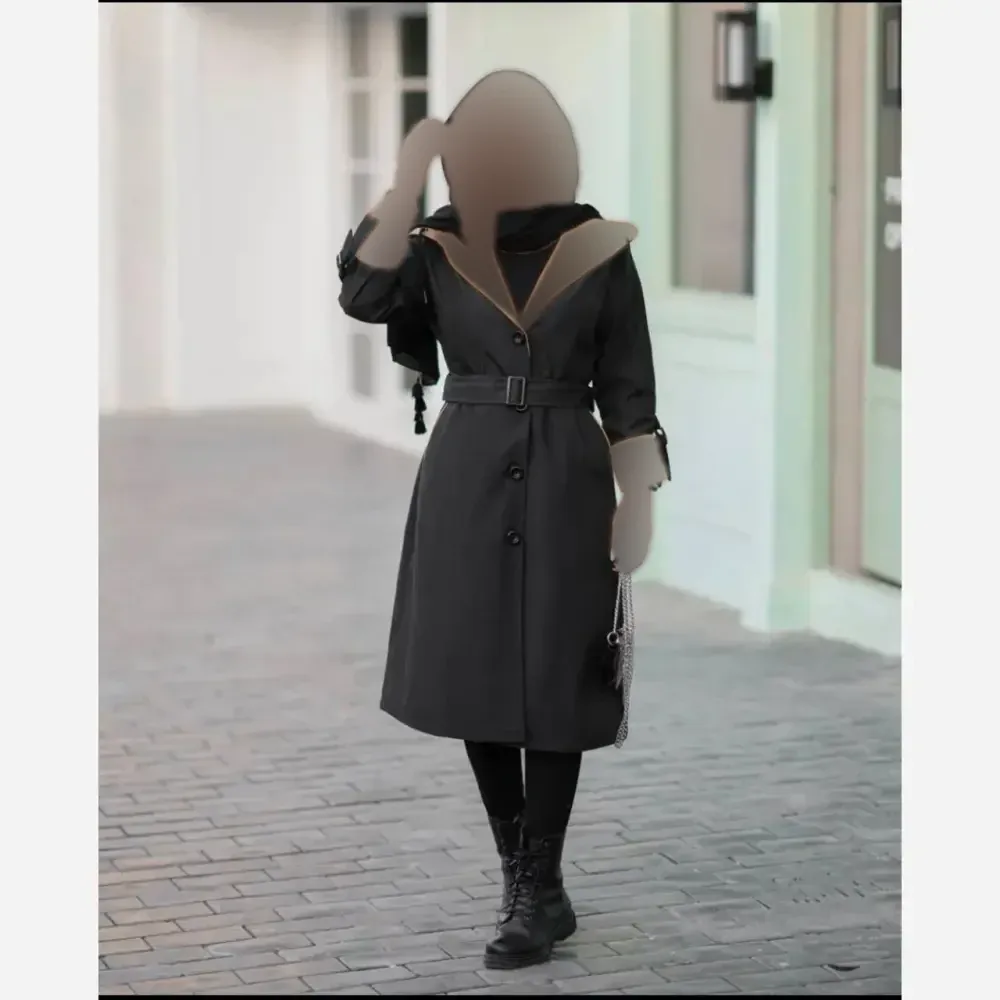 پالتو کلاهدار رسپینا جنس کتان ضخیم فری سایز