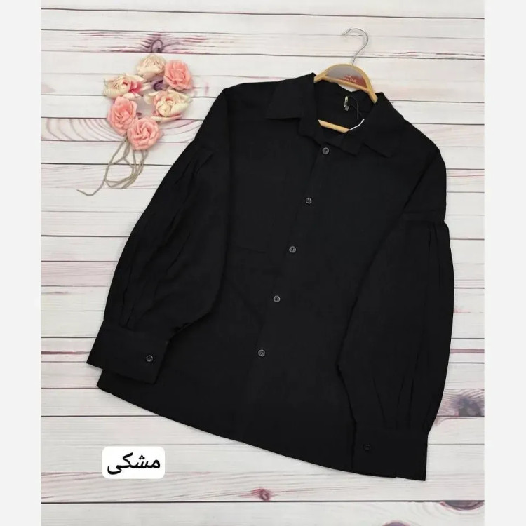 شومیز مانتویی لینن کنفی وارداتی آستین عروسکی فری سایز