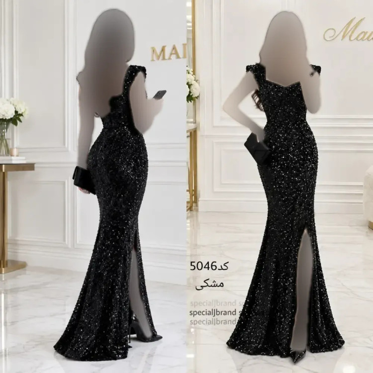 ماکسی مجلسی پولک مخملی روشنا قد 155 سایز 38 تا 42