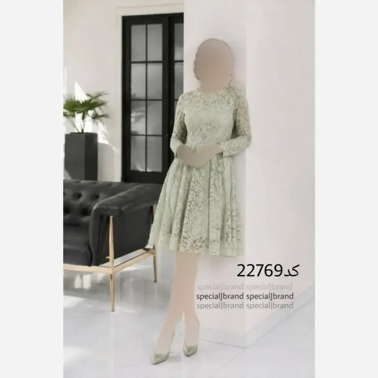 پیراهن عروسکی مجلسی زنانه دانتل برجسته زیپ دار