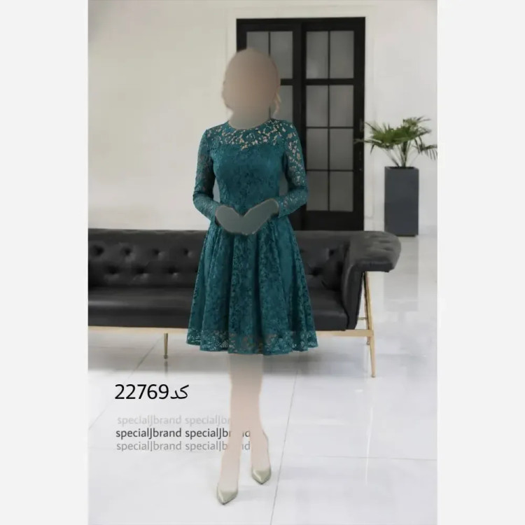 پیراهن عروسکی مجلسی زنانه دانتل برجسته زیپ دار