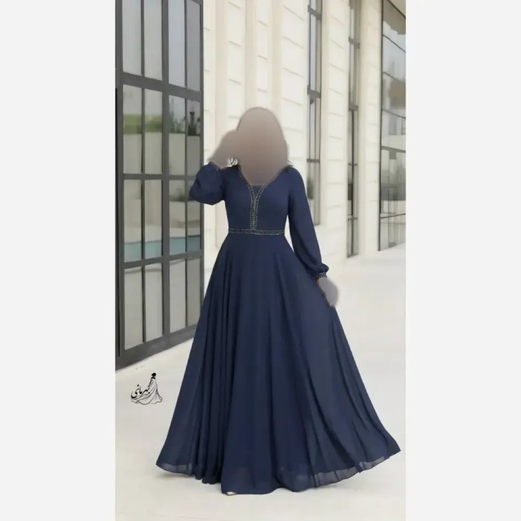 پیراهن مجلسی زنانه بانو سنگ دوزی شده کرپ حریر سایزبندی 48 تا 60