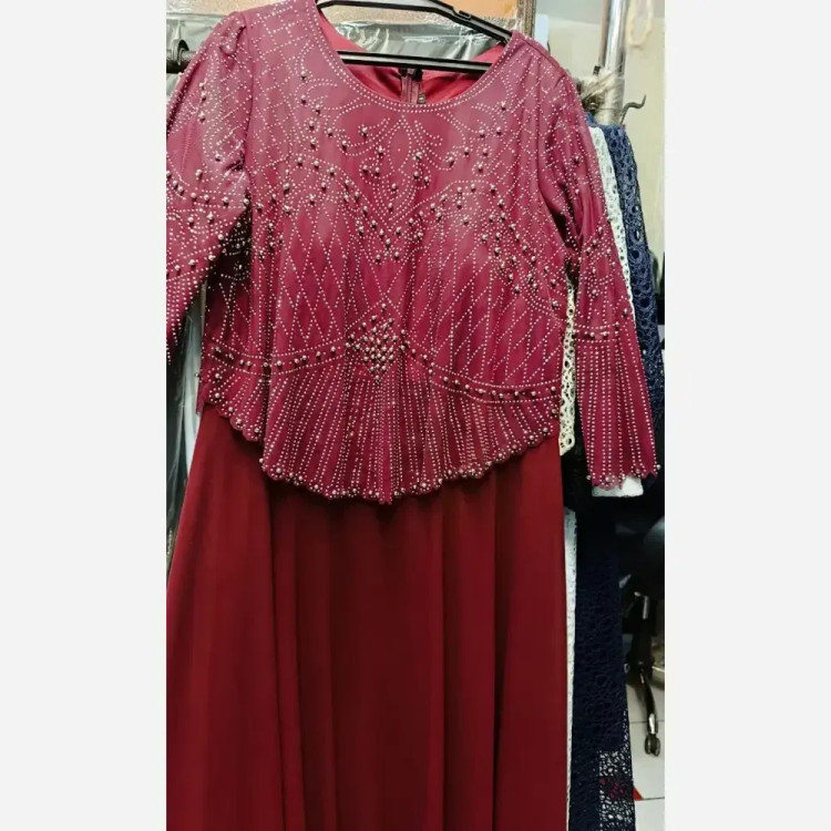 ماکسی مجلسی زنانه سایز بزرگ حریر کاپدار لعیا