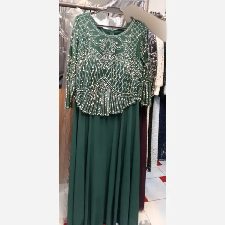 ماکسی مجلسی زنانه سایز بزرگ حریر کاپدار لعیا