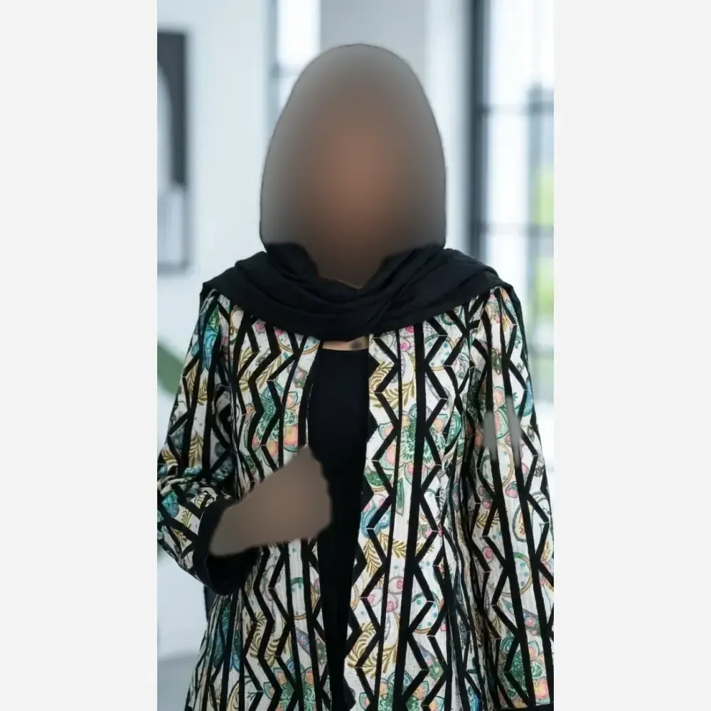 کت زنانه طرح دار جنس تافته درجه یک فری سایز 38 تا 46