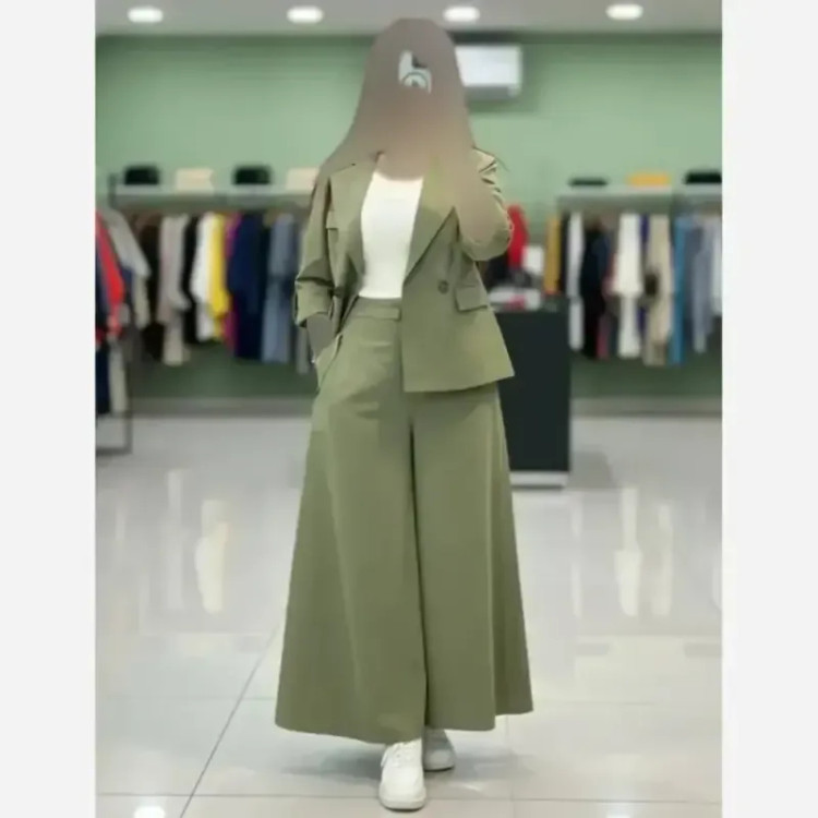 کت شلوار زنانه جنس لینن مدل سارا رنگ مشکی و سبز