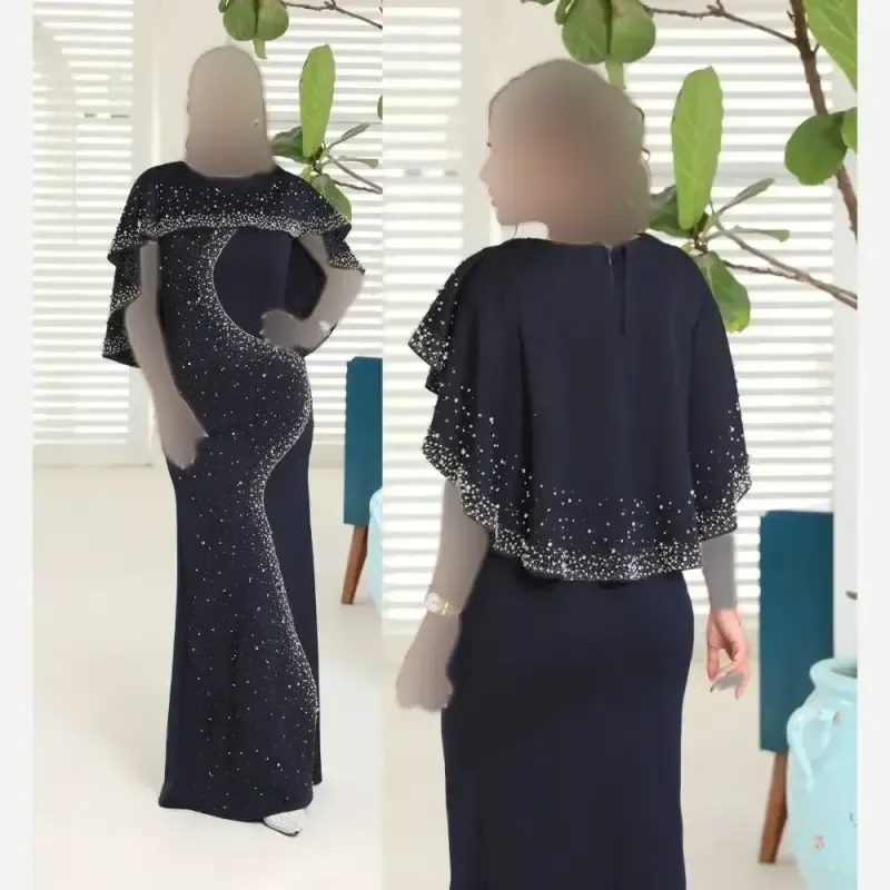 ماکسی مجلسی شنلی مدل بهاره جنس دالقیچ مروارید کوبی نگین سه سایز