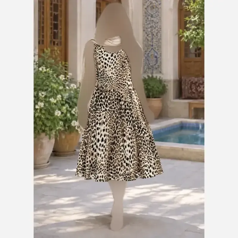 ساحلی پلنگی الیزه ماریا فری سایز نرم و لطیف خنک بدون رنگ دهی و آبرفت