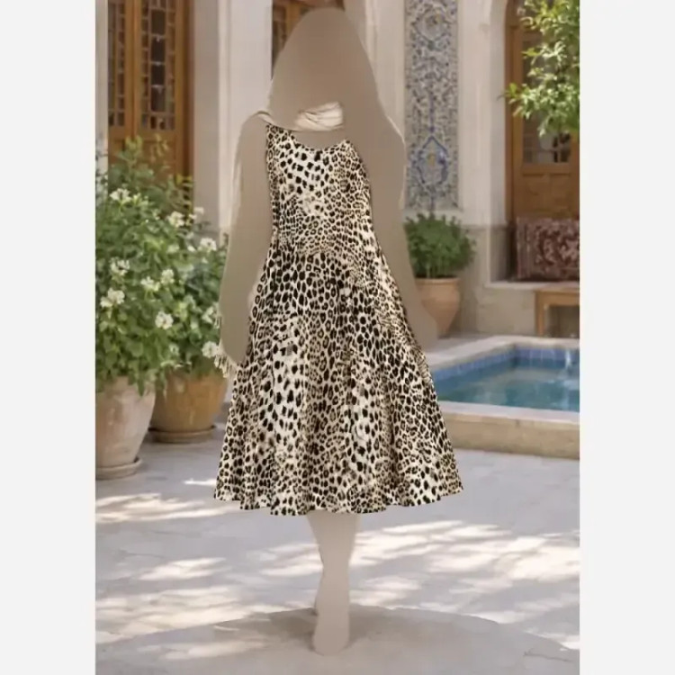 ساحلی پلنگی الیزه ماریا فری سایز نرم و لطیف خنک بدون رنگ دهی و آبرفت
