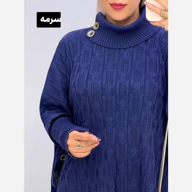 مانتو پانچ بافت تراکم بالا فری سایز مدل ترنج