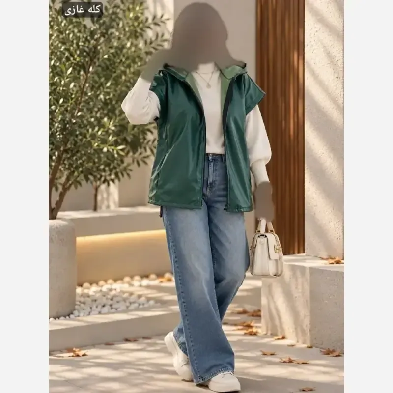 وست چرم زنانه کلاهدار مدل میشل جنس چرم تیرکمانی سایز فری 36 تا 48
