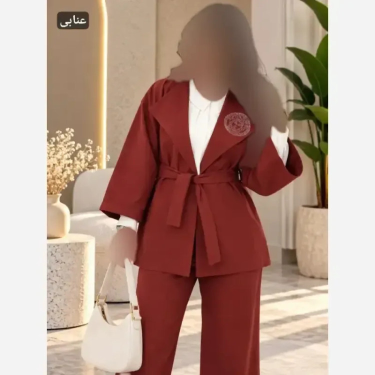 ست مانتو کتی و شلوار کتان سیلک بهاره نگین کوبی شده صبا فری سایز