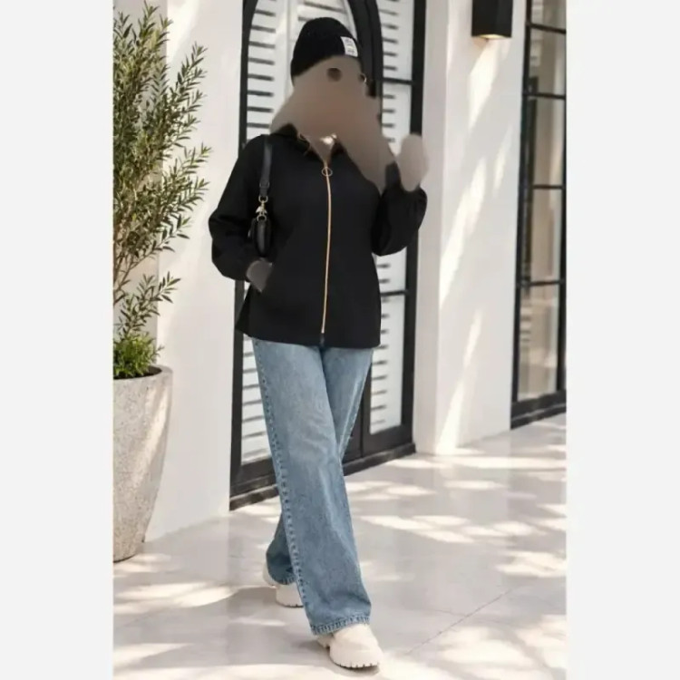 سویشرت مانتویی کلاه دار زنانه جنس سانتانا فری سایز 36 تا 48