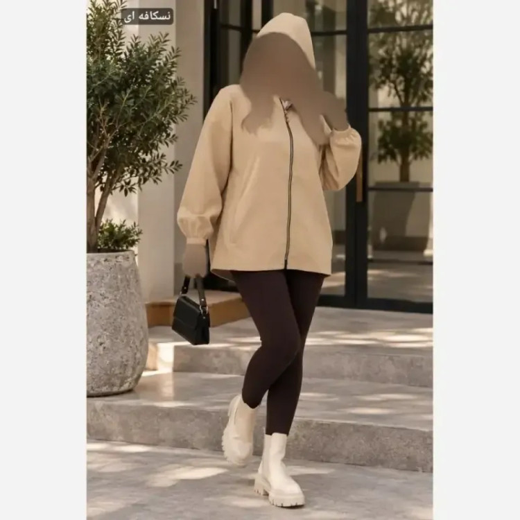 سویشرت مانتویی کلاه دار زنانه جنس سانتانا فری سایز 36 تا 48