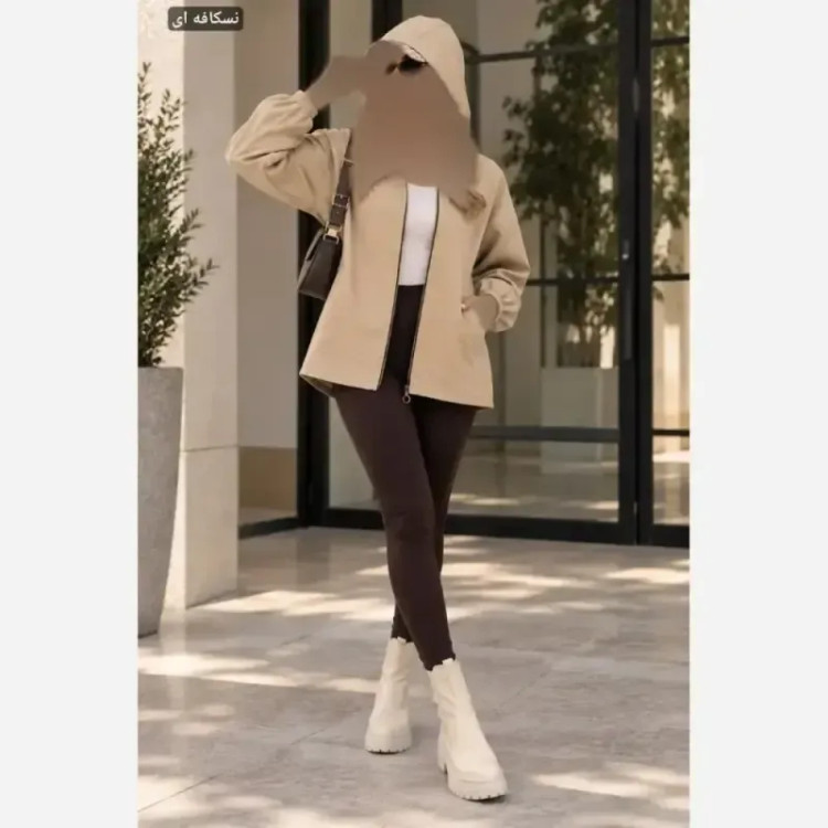 سویشرت مانتویی کلاه دار زنانه جنس سانتانا فری سایز 36 تا 48