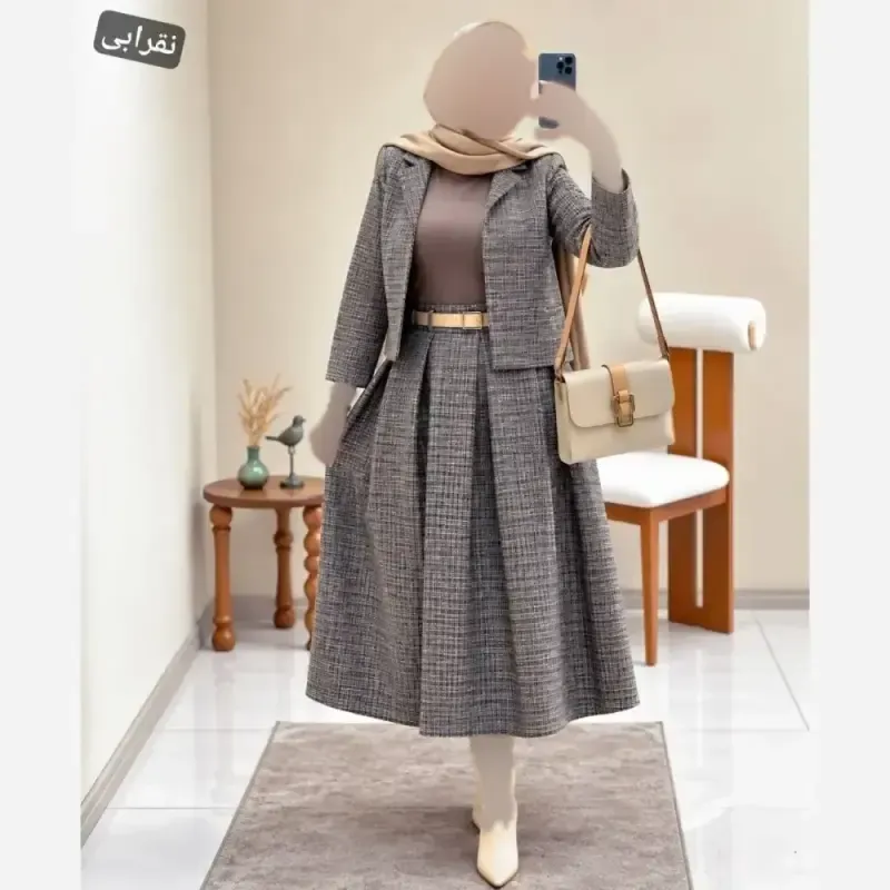 ست کت و دامن پاییزه ریما جنس گرم بالا رنگ بندی متنوع سایز 38 تا 44