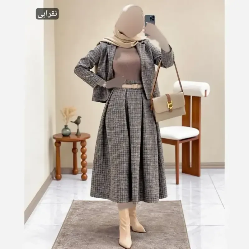 ست کت و دامن پاییزه ریما جنس گرم بالا رنگ بندی متنوع سایز 38 تا 44