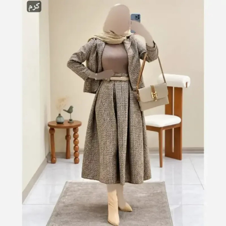 ست کت و دامن پاییزه ریما جنس گرم بالا رنگ بندی متنوع سایز 38 تا 44