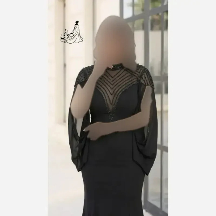 ماکسی مجلسی زنانه پارچه مازراتی سنگ کریستال دار قد 155 کاپ دار رنگ مشکی و سورمه ای سایزبندی 38 تا 50