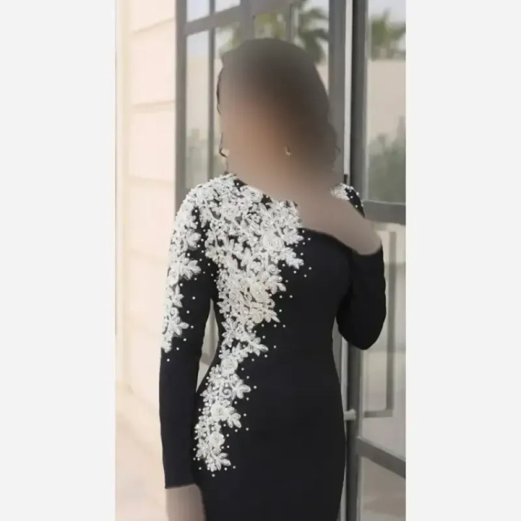 پیراهن مجلسی زنانه کاپدار بلند کرپ دالقیچ مشکی سایز بزرگ