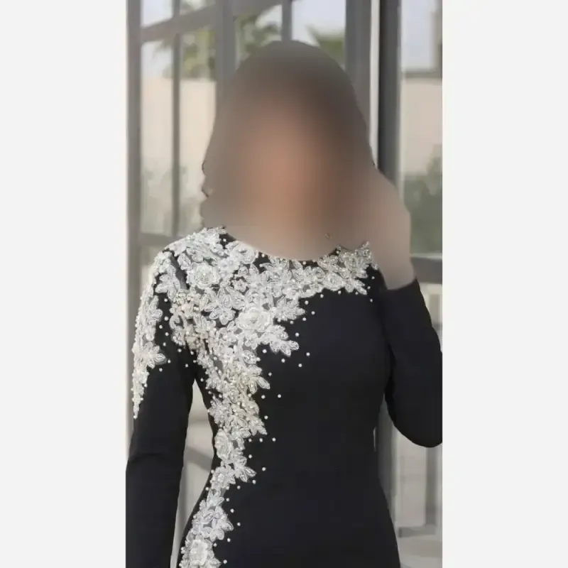 پیراهن مجلسی زنانه کاپدار بلند کرپ دالقیچ مشکی سایز بزرگ