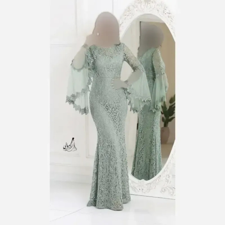 پیراهن مجلسی زنانه مدل کژال دانتل مخمل گیپور و تور کاپدار سایز 36 تا 48