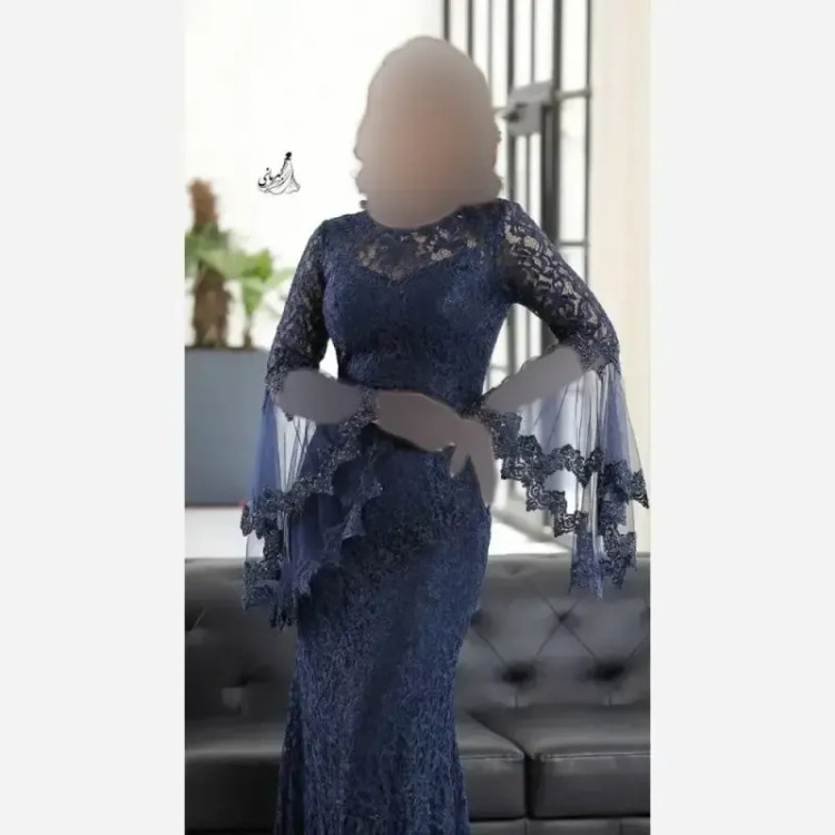 پیراهن مجلسی زنانه مدل کژال دانتل مخمل گیپور و تور کاپدار سایز 36 تا 48