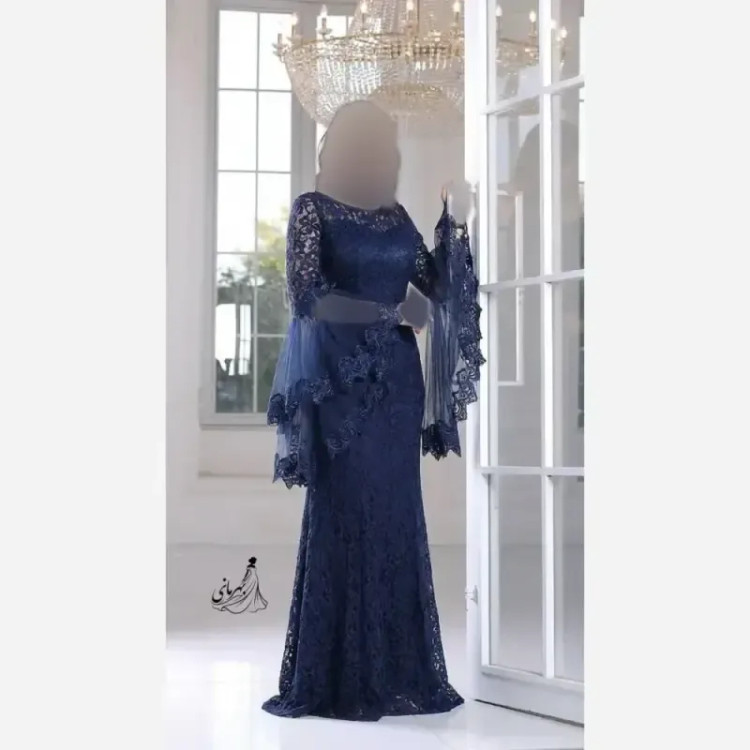 پیراهن مجلسی زنانه مدل کژال دانتل مخمل گیپور و تور کاپدار سایز 36 تا 48