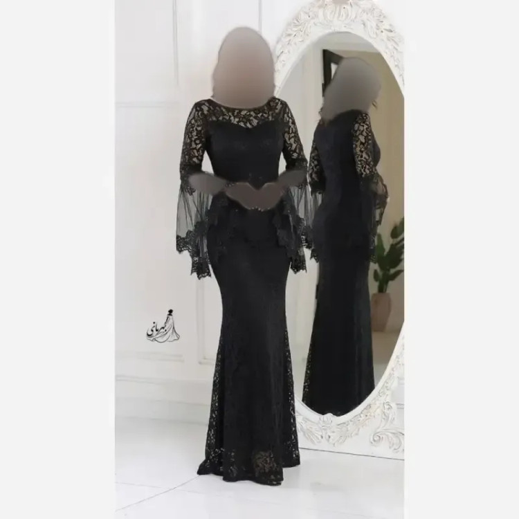 پیراهن مجلسی زنانه مدل کژال دانتل مخمل گیپور و تور کاپدار سایز 36 تا 48