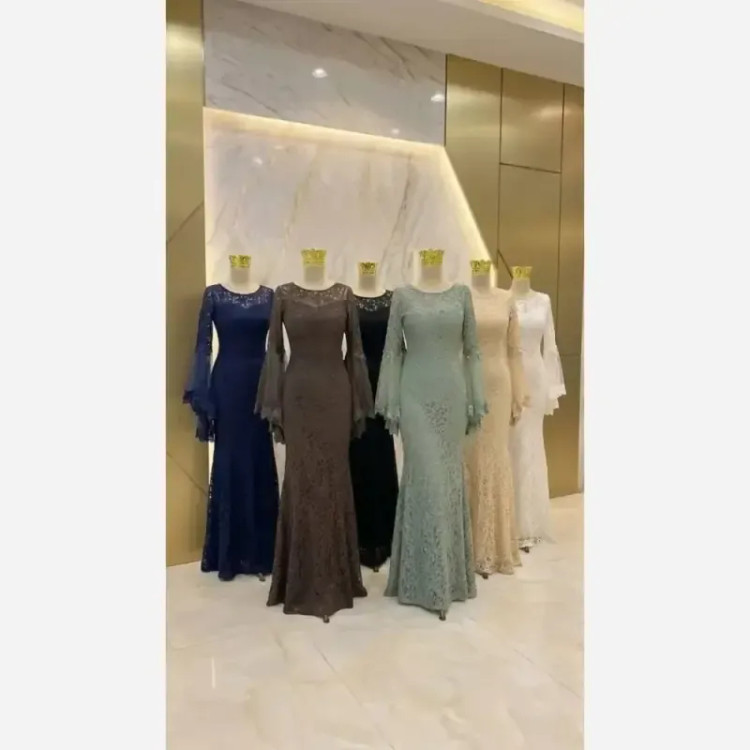 پیراهن مجلسی زنانه مدل کژال دانتل مخمل گیپور و تور کاپدار سایز 36 تا 48