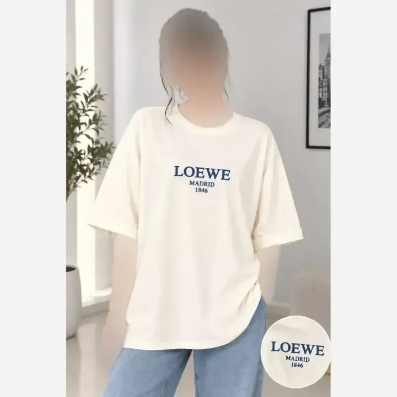 تیشرت اور باکسی نخ پنبه طرح LOEWE آستین پاکتی فری سایز