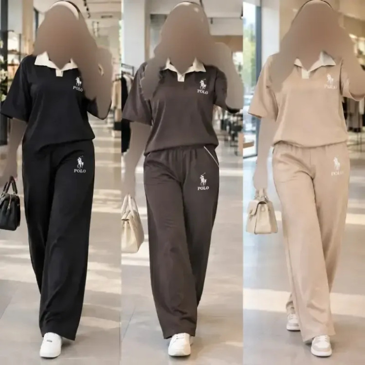 ست تیشرت شلوار زنانه بزیاق POLO فری سایز رنگی