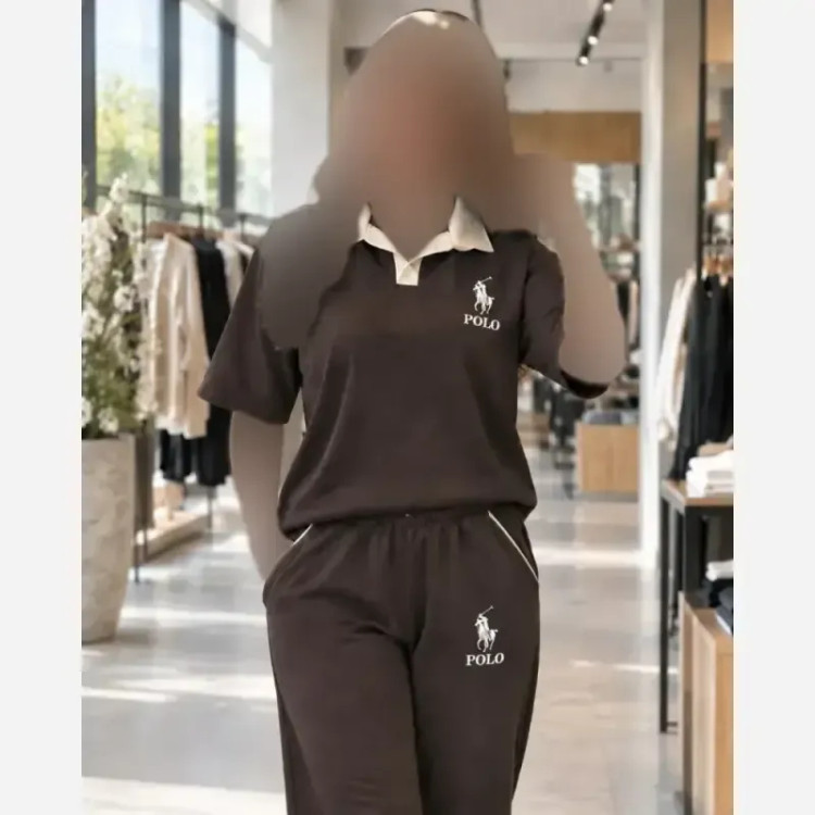 ست تیشرت شلوار زنانه بزیاق POLO فری سایز رنگی