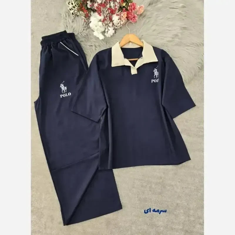 ست تیشرت شلوار زنانه بزیاق POLO فری سایز رنگی