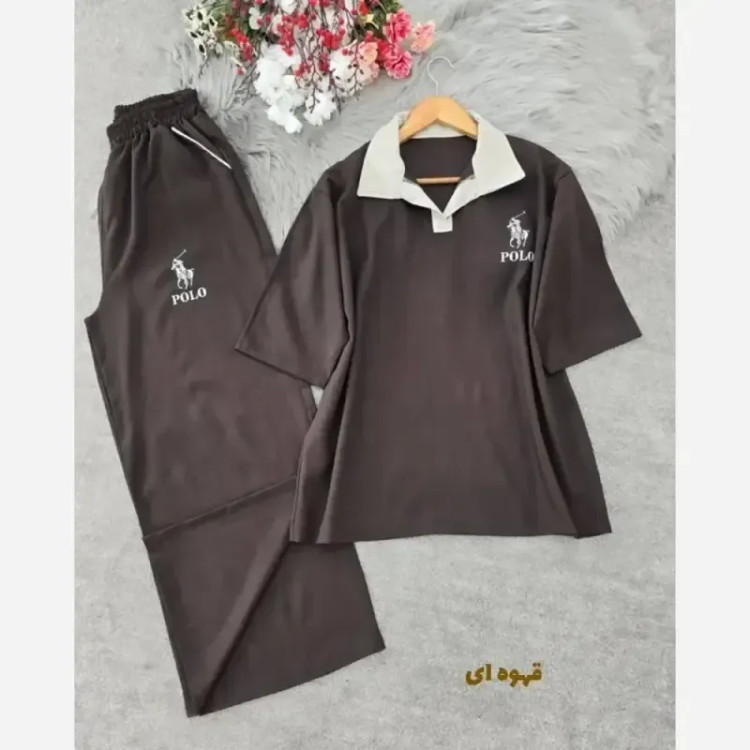 ست تیشرت شلوار زنانه بزیاق POLO فری سایز رنگی