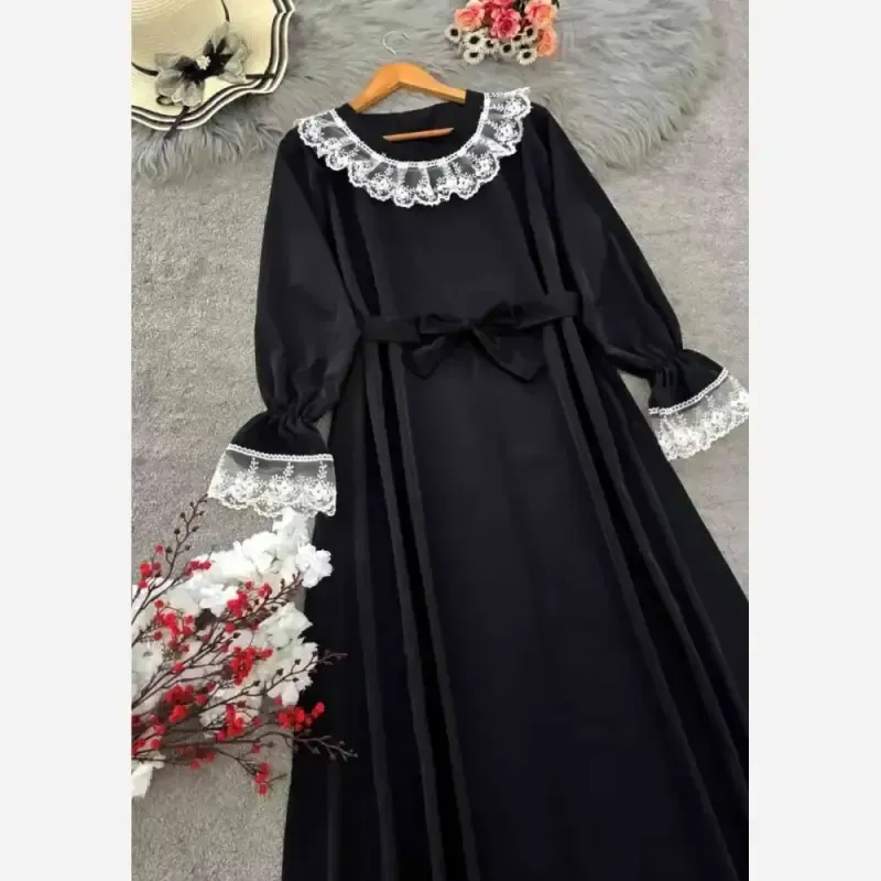 پیراهن عبایی زنانه مدل محبوبه جنس الیزه رنگ مشکی