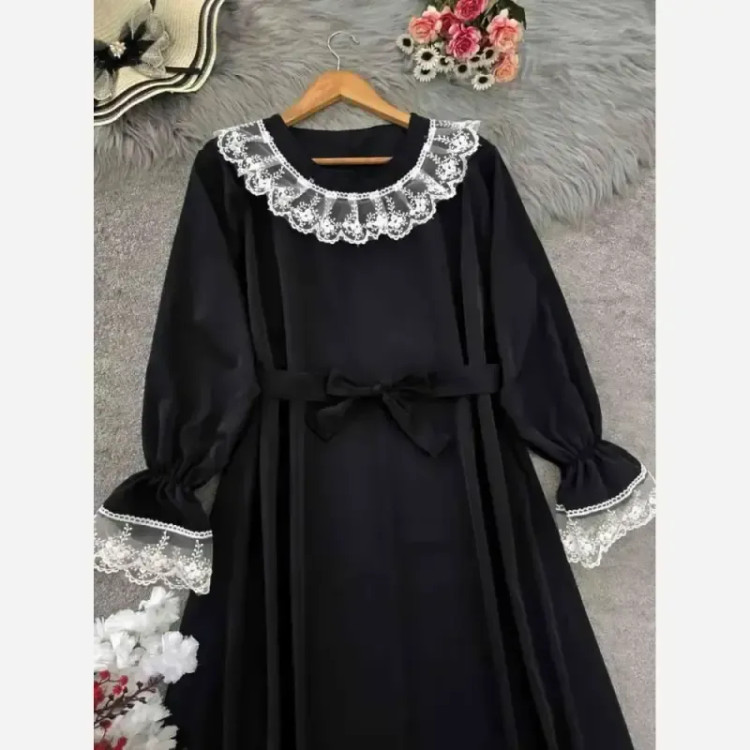 پیراهن عبایی زنانه مدل محبوبه جنس الیزه رنگ مشکی