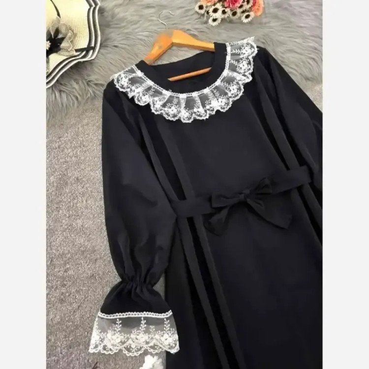 پیراهن عبایی زنانه مدل محبوبه جنس الیزه رنگ مشکی