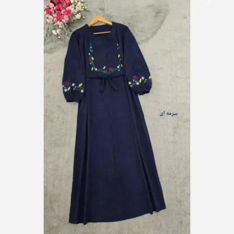 کفتان گلدوزی پاییزه مخمل کبریتی ریز فری سایز قد 136