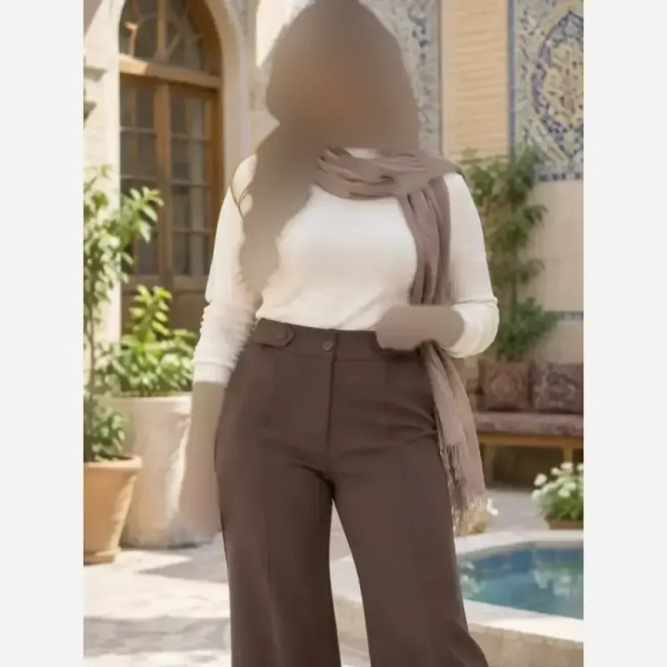 شلوار بگ زنانه مازراتی کمر پاگن دار قد 103 رنگ مشکی قهوه ای نسکافه ای سایز L XL XXL