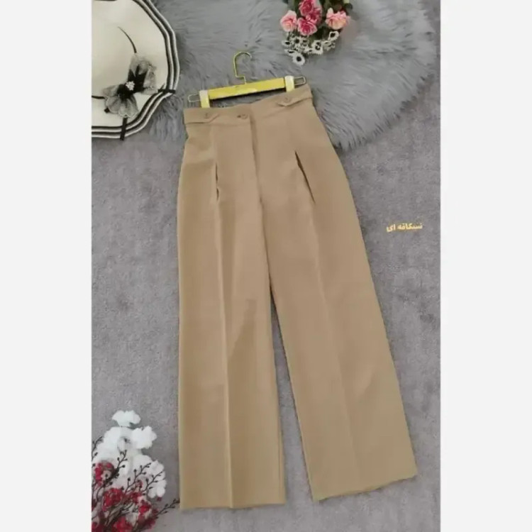 شلوار بگ زنانه مازراتی کمر پاگن دار قد 103 رنگ مشکی قهوه ای نسکافه ای سایز L XL XXL