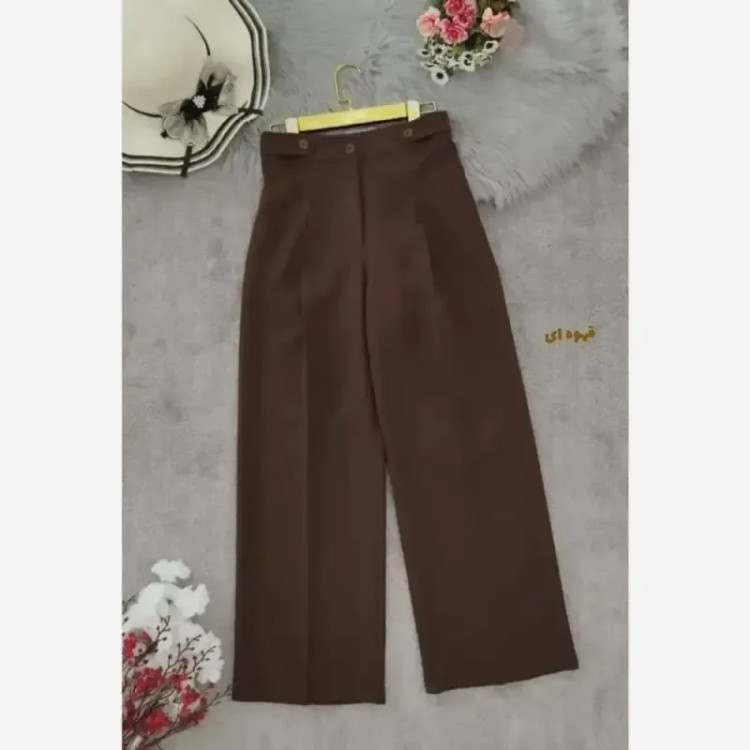 شلوار بگ زنانه مازراتی کمر پاگن دار قد 103 رنگ مشکی قهوه ای نسکافه ای سایز L XL XXL