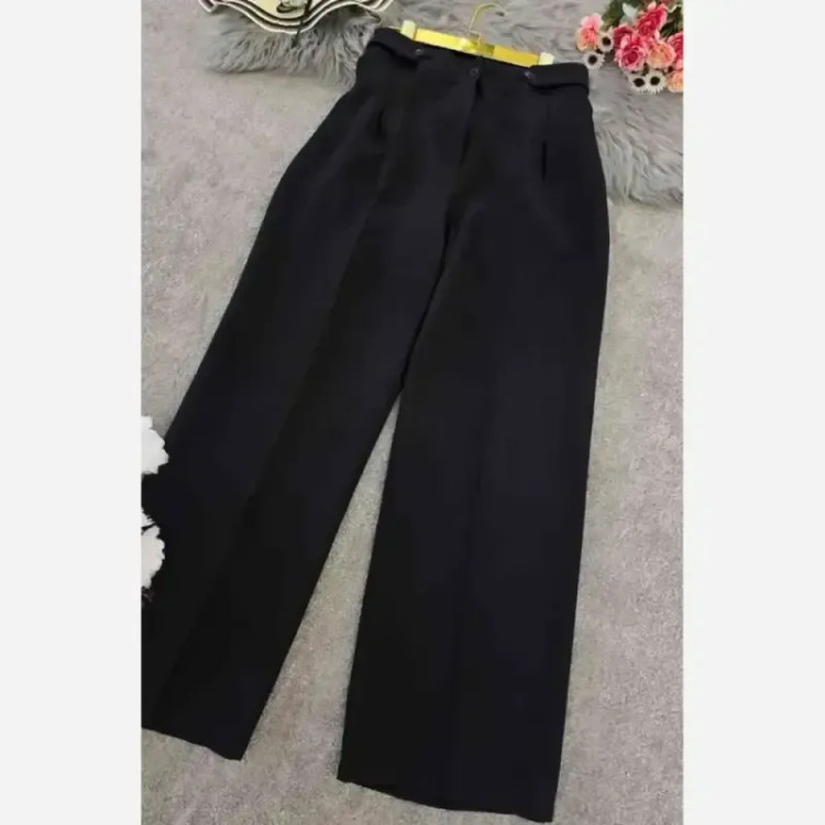 شلوار بگ زنانه مازراتی کمر پاگن دار قد 103 رنگ مشکی قهوه ای نسکافه ای سایز L XL XXL